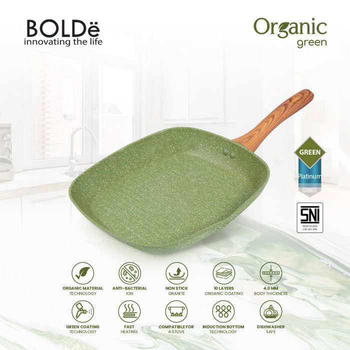 Bolde Organic Green Grill Pan 28 cm - Green